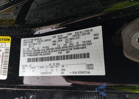 2024 Ford Bronco Outer Banks z USA, uszkodzony, nr VIN 1FMDE8BH1RLA53527